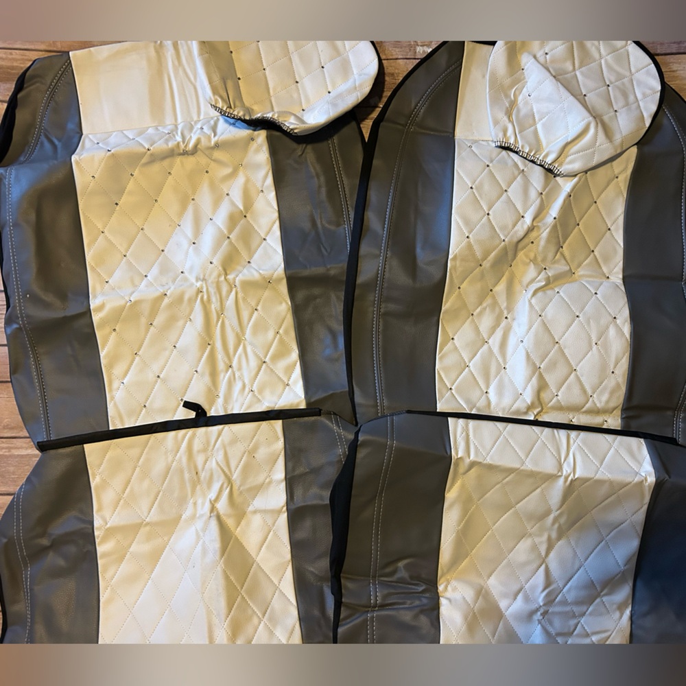 Elegant White and Gray Car Seat Covers